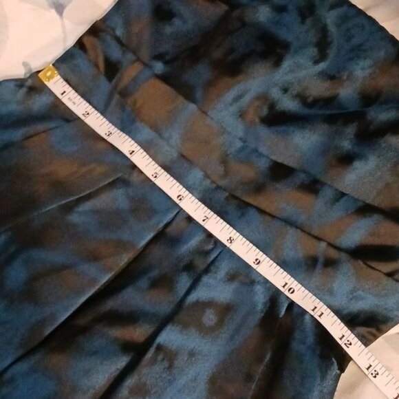 Strapless Pleated Mini Dress‎ Teal & Black Pockets Size 4 - Picture 10 of 13
